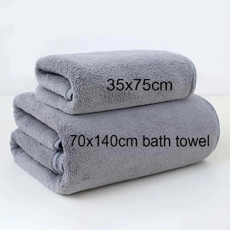 Home Textiles Face Towel - 厚手のコーラルフリース製タオルセット。柔らかく吸水性に優れたバスタオルとフェイスタオルで、ご家庭やジムでの使用に最適。