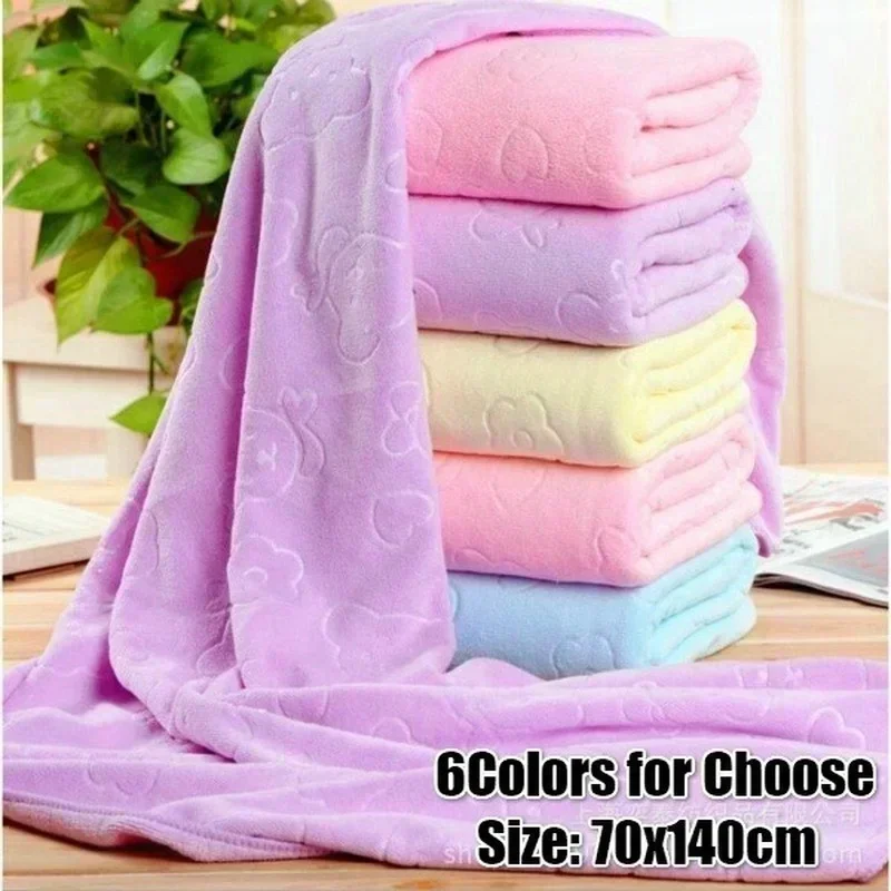 Home Textiles Face Towel - 2026年 70*140cm マイクロファイバー エンボス加工 クマ柄 バスタオル