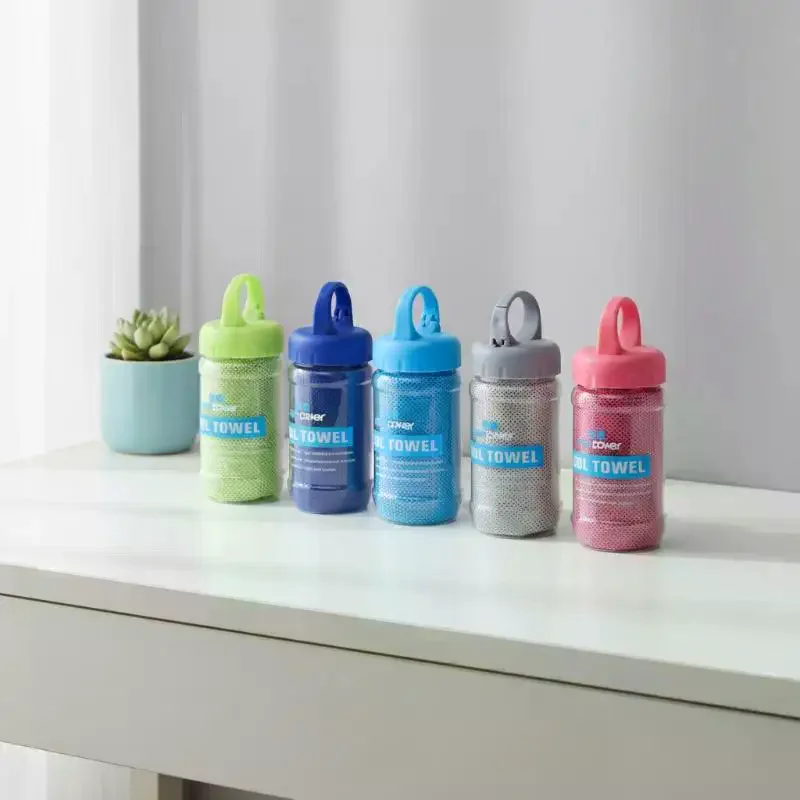 Home Textiles Face Towel - 速乾性冷却タオル、携帯用ボトル付き、再利用可能なデザイン、ジム、ハイキング、キャンプ、アウトドアスポーツに最適