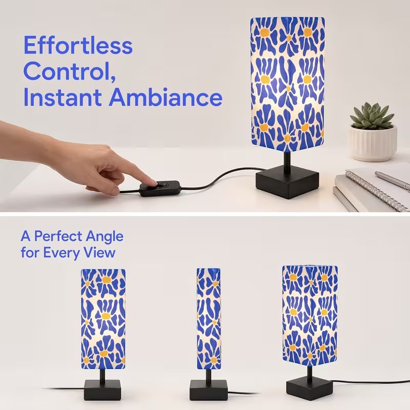 モダンでカラフルな花柄のテーブルランプ。ポップアート風のデザ - Home Textiles & Decorations のレビューと価格