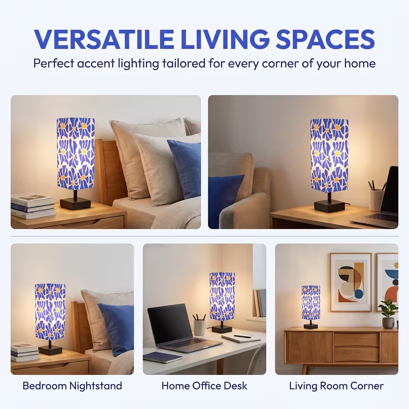 モダンでカラフルな花柄のテーブルランプ。ポップアート風のデザ - Home Textiles & Decorations のレビューと価格