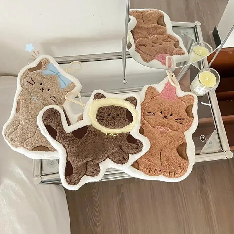 創造性あふれるかわいい猫の形をしたハンギングハンドタオル、バ - Home Textiles & Decorations のレビューと価格