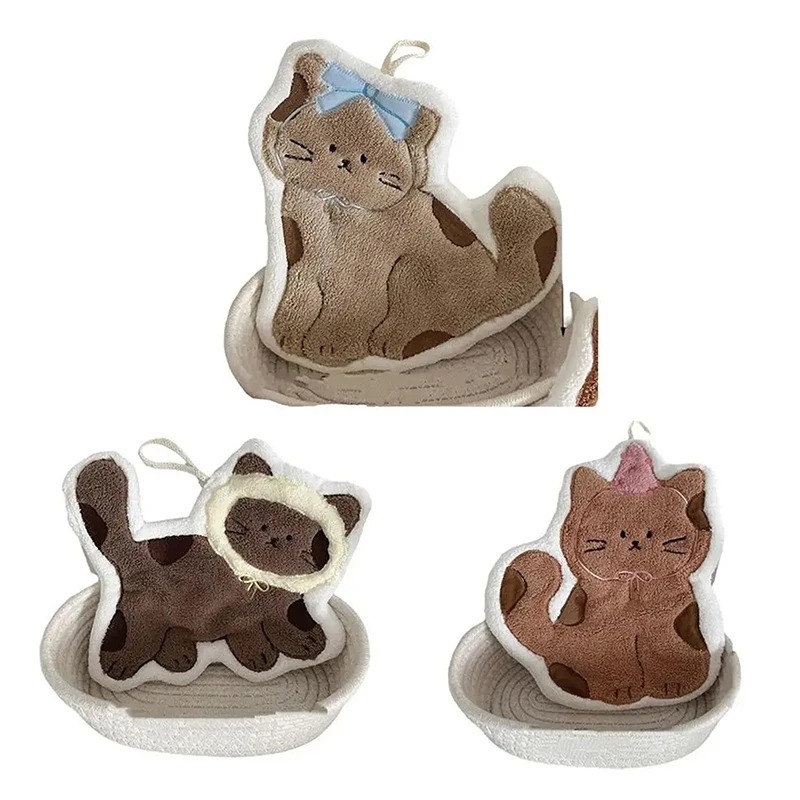 創造性あふれるかわいい猫の形をしたハンギングハンドタオル、バ - Home Textiles & Decorations のレビューと価格