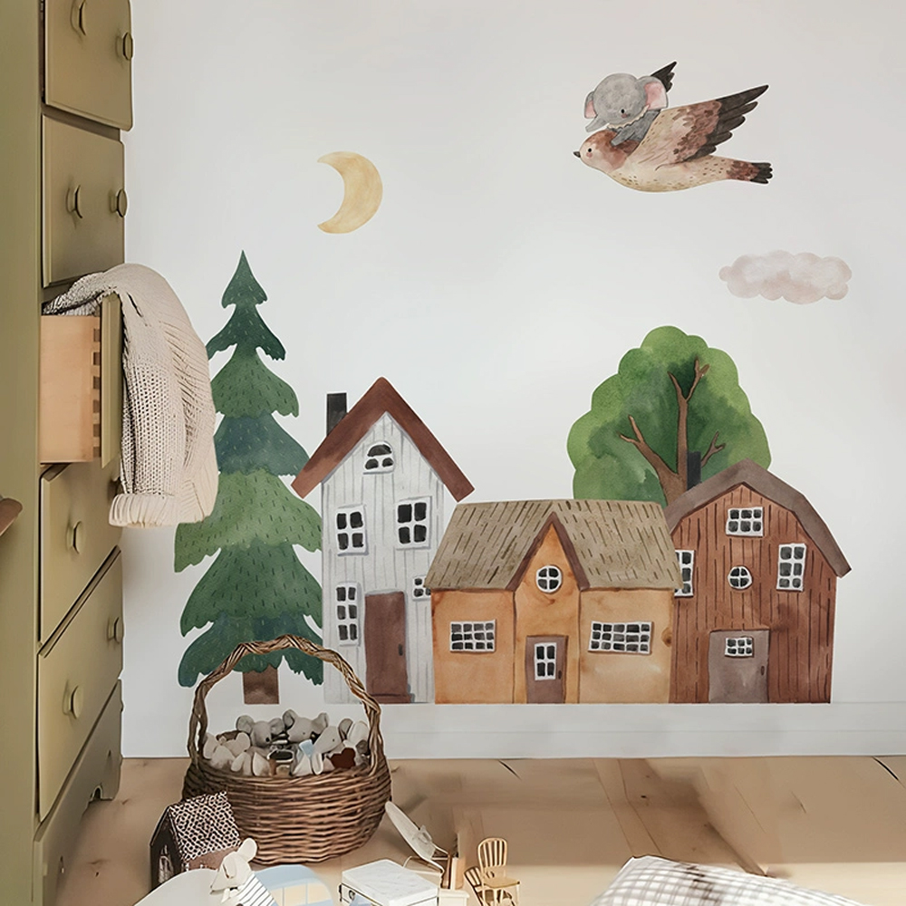 PVCウォールステッカー,ヴィンテージ,漫画,森,月,ウサギ - Home Textile のレビューと価格